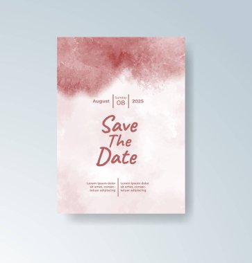 Soyut suluboya arkaplan içeren düğün davetiyesi