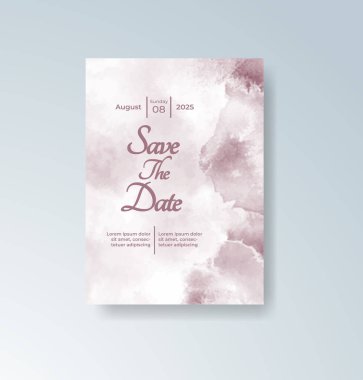 Soyut suluboya arkaplan içeren düğün davetiyesi