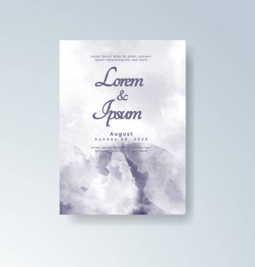 Soyut suluboya arkaplan içeren düğün davetiyesi