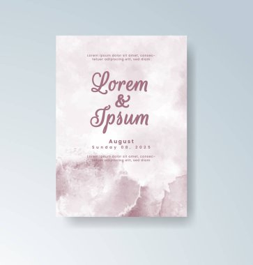 Soyut suluboya arkaplan içeren düğün davetiyesi