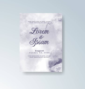 Soyut suluboya arkaplan içeren düğün davetiyesi