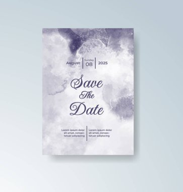 Soyut suluboya arkaplan içeren düğün davetiyesi