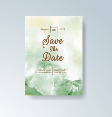 Soyut suluboya arkaplan içeren düğün davetiyesi