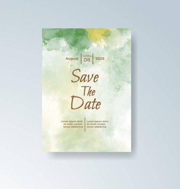 Soyut suluboya arkaplan içeren düğün davetiyesi