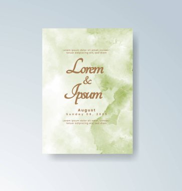 Soyut suluboya arkaplan içeren düğün davetiyesi