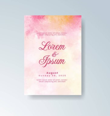 Soyut suluboya arkaplan içeren düğün davetiyesi