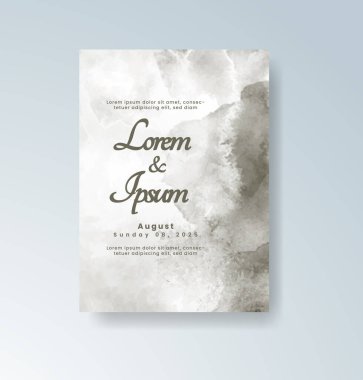 Soyut suluboya arkaplan içeren düğün davetiyesi