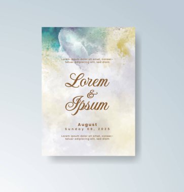 Soyut suluboya arkaplan içeren düğün davetiyesi