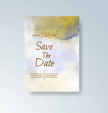 Soyut suluboya arkaplan içeren düğün davetiyesi