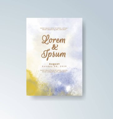 Soyut suluboya arkaplan içeren düğün davetiyesi