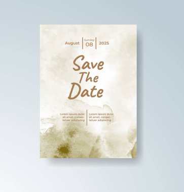 Soyut suluboya arkaplan içeren düğün davetiyesi