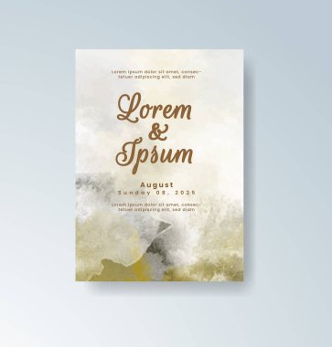 Soyut suluboya arkaplan içeren düğün davetiyesi