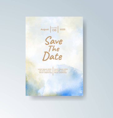 Soyut suluboya arkaplan içeren düğün davetiyesi