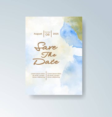 Soyut suluboya arkaplan içeren düğün davetiyesi