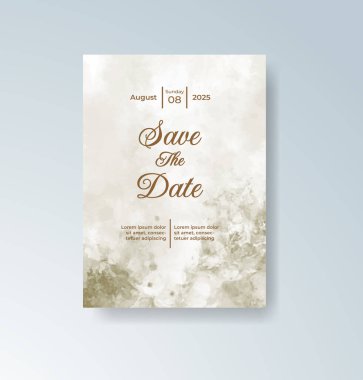 Soyut suluboya arkaplan içeren düğün davetiyesi