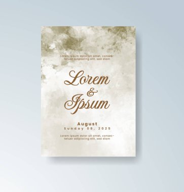 Soyut suluboya arkaplan içeren düğün davetiyesi