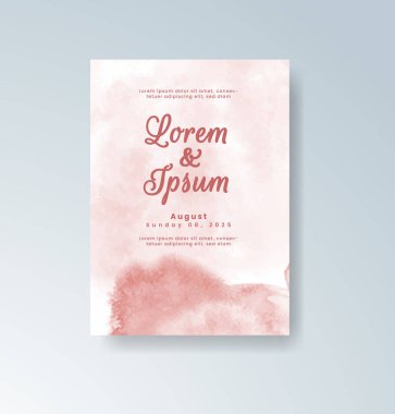 Soyut suluboya arkaplan içeren düğün davetiyesi