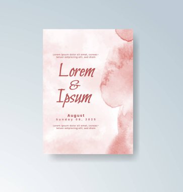 Soyut suluboya arkaplan içeren düğün davetiyesi