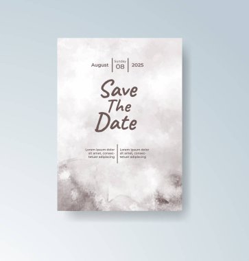 Soyut suluboya arkaplan içeren düğün davetiyesi