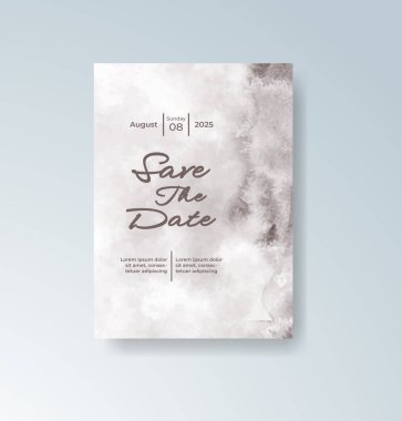 Soyut suluboya arkaplan içeren düğün davetiyesi