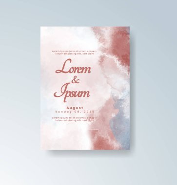 Soyut suluboya arkaplan içeren düğün davetiyesi