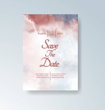 Soyut suluboya arkaplan içeren düğün davetiyesi