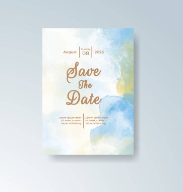 Soyut suluboya arkaplan içeren düğün davetiyesi