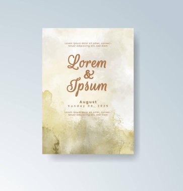 Soyut suluboya arkaplan içeren düğün davetiyesi