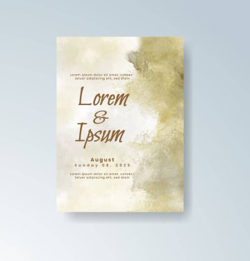 Soyut suluboya arkaplan içeren düğün davetiyesi