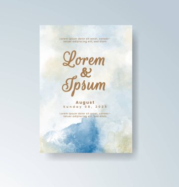 Soyut suluboya arkaplan içeren düğün davetiyesi