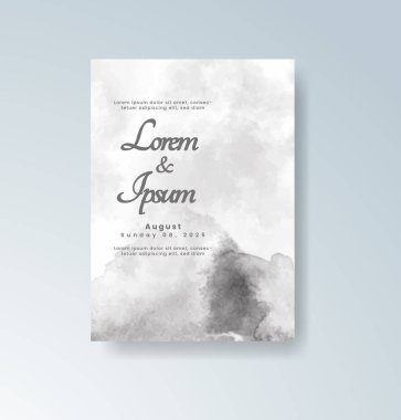 Soyut suluboya arkaplan içeren düğün davetiyesi