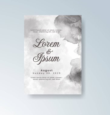 Soyut suluboya arkaplan içeren düğün davetiyesi