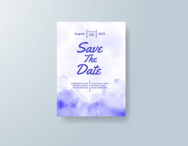 Soyut sıçramalı suluboya düğün davetiyesi