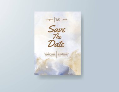 Soyut sıçramalı suluboya düğün davetiyesi