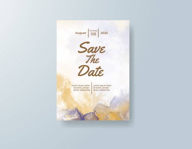 Soyut sıçramalı suluboya düğün davetiyesi