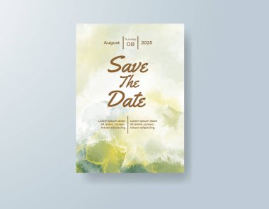 Soyut sıçramalı suluboya düğün davetiyesi