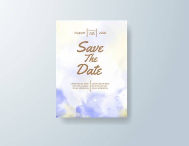 Soyut suluboya arkaplan içeren düğün davetiyesi