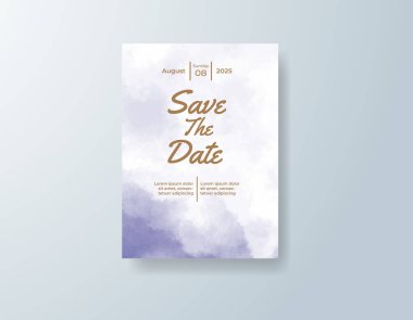 Soyut suluboya arkaplan içeren düğün davetiyesi