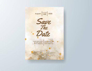 Soyut suluboya arkaplan içeren düğün davetiyesi