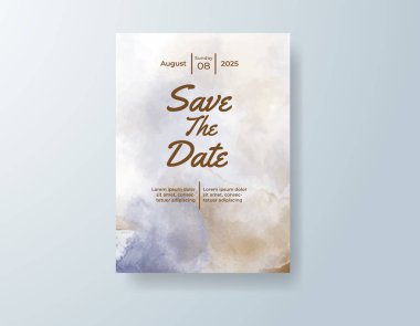 Soyut suluboya arkaplan içeren düğün davetiyesi