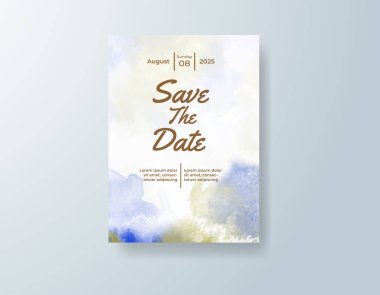 Soyut suluboya arkaplan içeren düğün davetiyesi