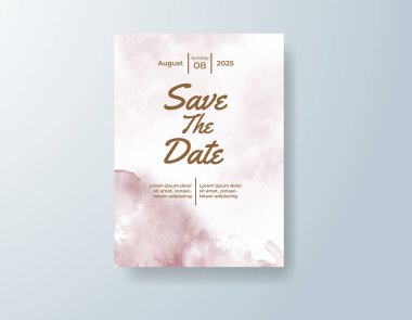 Soyut suluboya arkaplan içeren düğün davetiyesi