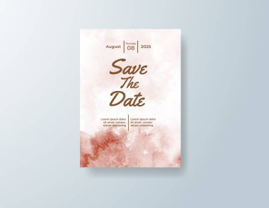 Soyut suluboya arkaplan içeren düğün davetiyesi