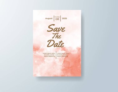 Soyut suluboya arkaplan içeren düğün davetiyesi