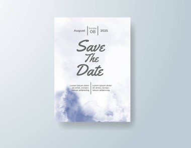 Soyut suluboya arkaplan içeren düğün davetiyesi