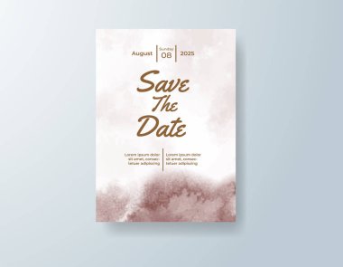 Soyut suluboya arkaplan içeren düğün davetiyesi