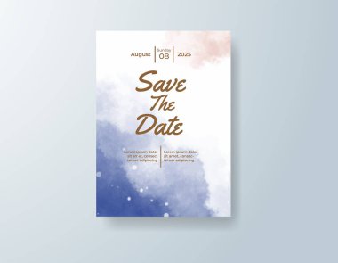 Soyut suluboya arkaplan içeren düğün davetiyesi