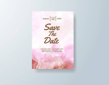 Soyut suluboya arkaplan içeren düğün davetiyesi