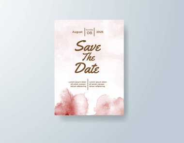 Soyut suluboya arkaplan içeren düğün davetiyesi