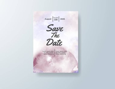 Soyut suluboya arkaplan içeren düğün davetiyesi